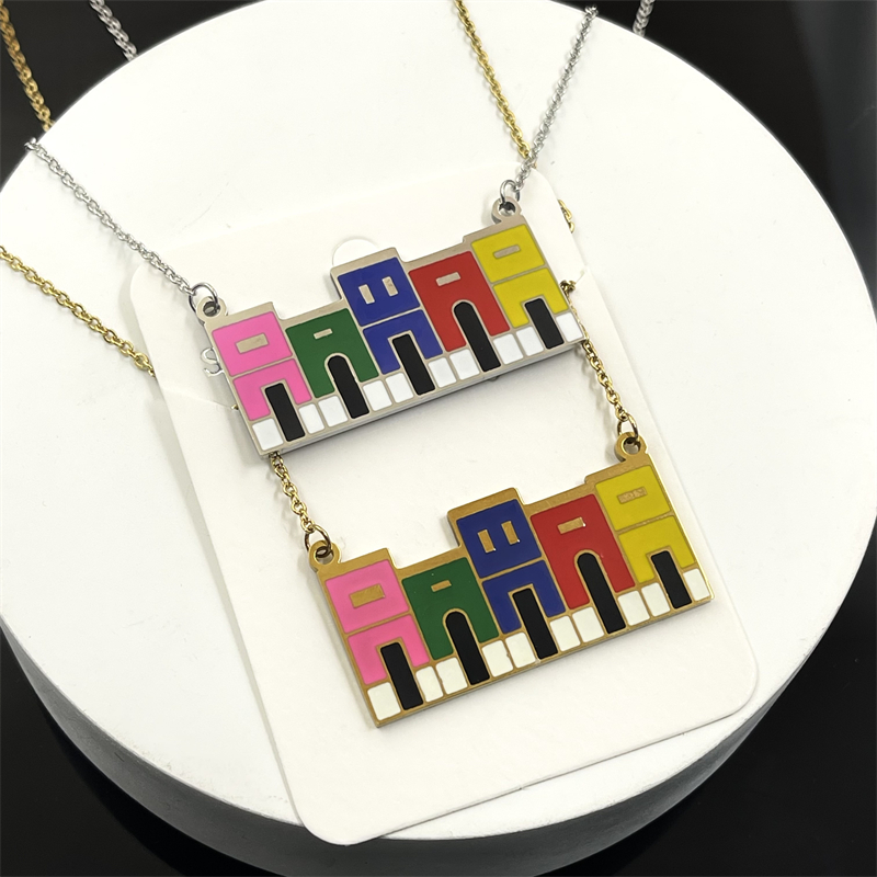Ethnic Fashion House - Collier pendentif maison colorée de San