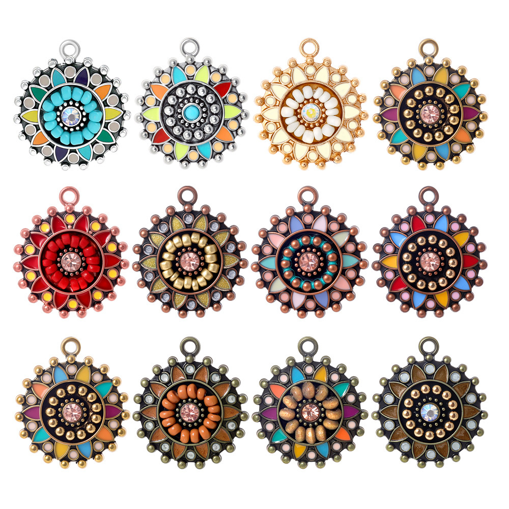 Ethnic Fashion Accessories - Breloques et pendentifs ronds émaillés ethniques