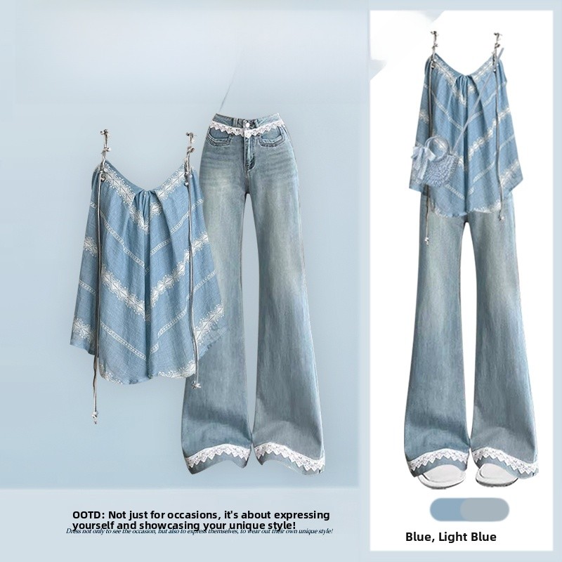 Ethnic Fashion Designer - Ensemble en jean bleu sexy style