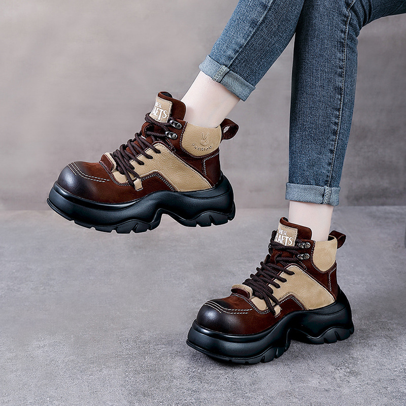 Bottines compensées en cuir vé - The Ethnic Fashion avis et prix