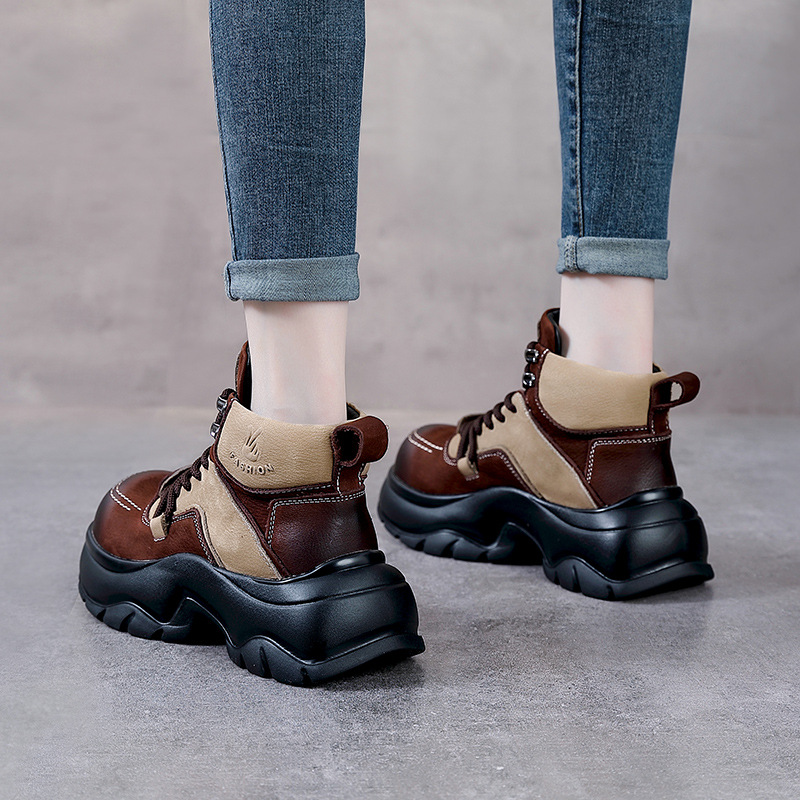 Bottines compensées en cuir vé - The Ethnic Fashion avis et prix